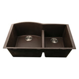 Nantucket Sinks Plymouth 33" Granite Composite Kitchen Sink, 60/40 Double Bowl, Brown, PR6040-BR-UM - The Sink Boutique