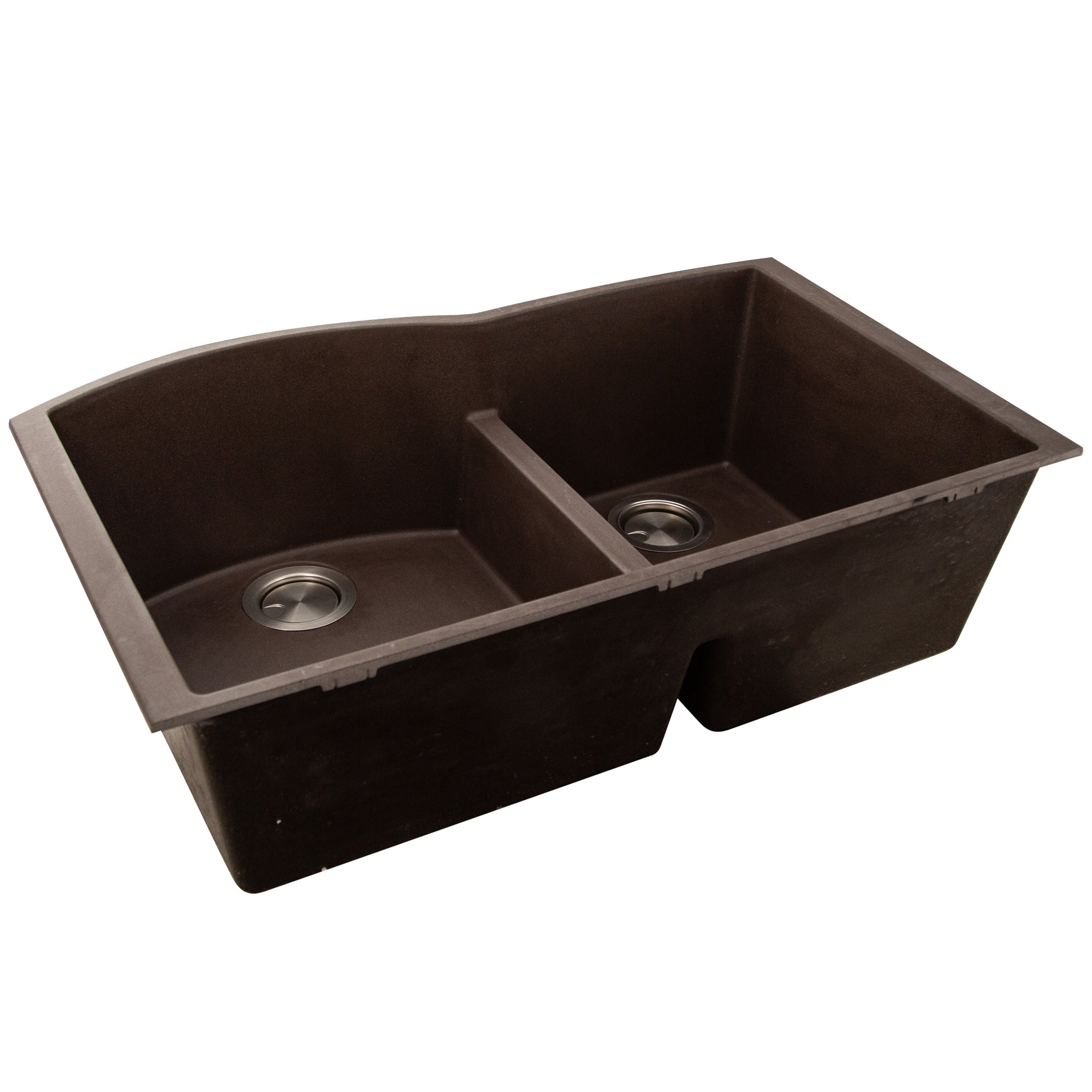 Nantucket Sinks Plymouth 33" Granite Composite Kitchen Sink, 60/40 Double Bowl, Brown, PR6040-BR-UM - The Sink Boutique