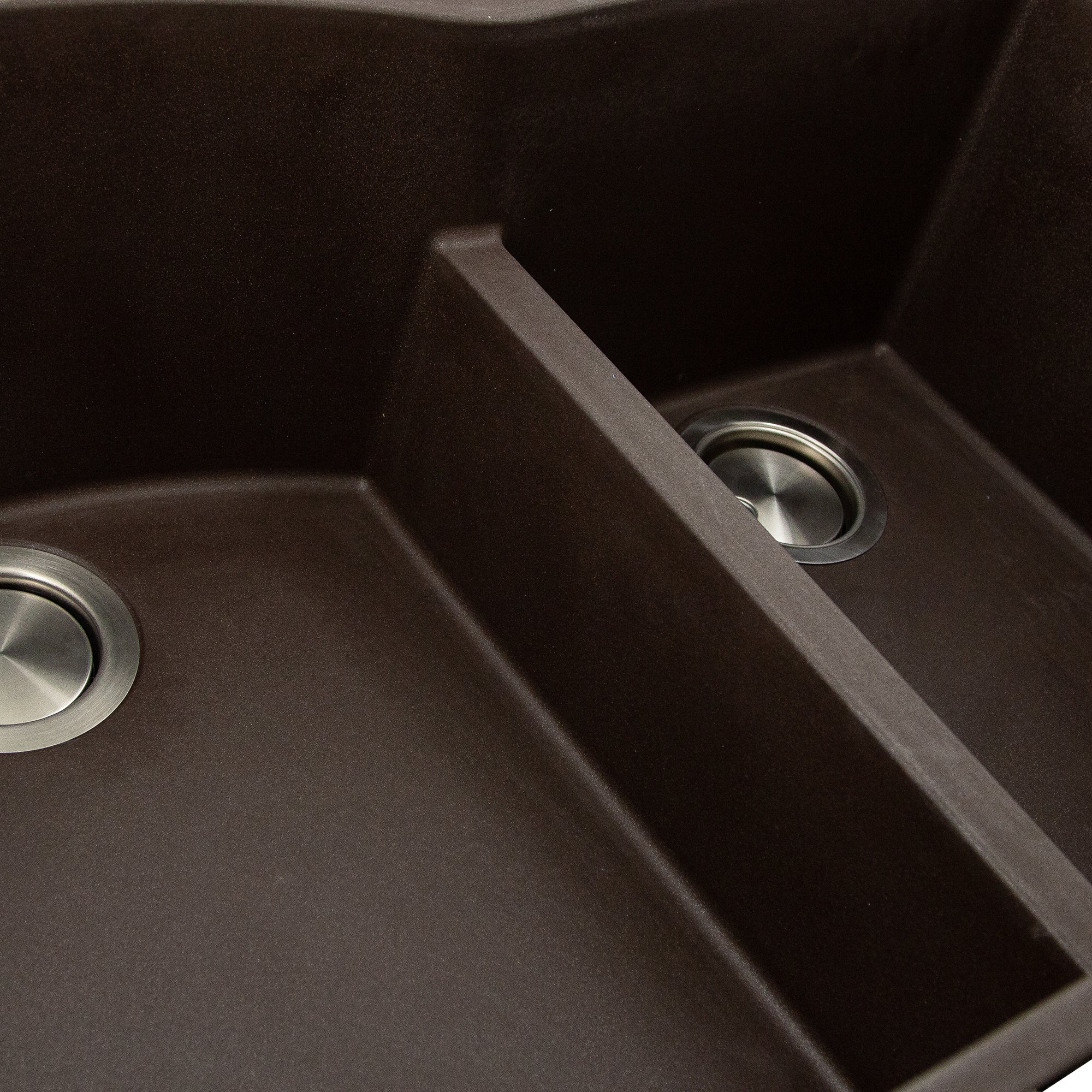 Nantucket Sinks Plymouth 33" Granite Composite Kitchen Sink, 60/40 Double Bowl, Brown, PR6040-BR-UM - The Sink Boutique