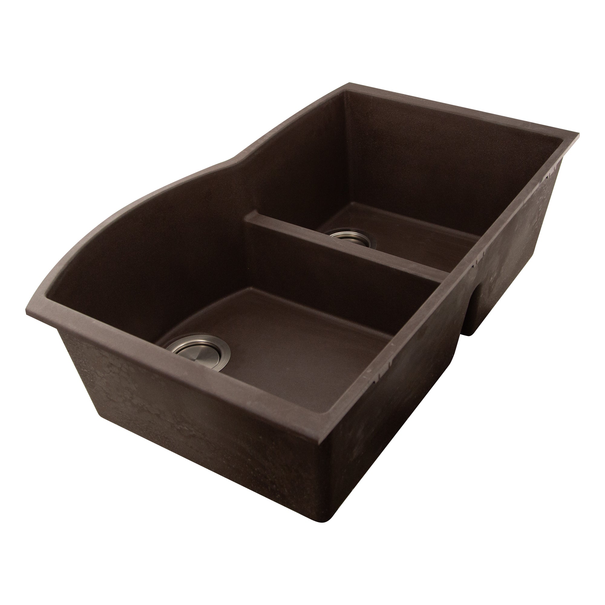 Nantucket Sinks Plymouth 33" Granite Composite Kitchen Sink, 60/40 Double Bowl, Brown, PR6040-BR-UM - The Sink Boutique