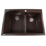 Nantucket Sinks Plymouth 33" Granite Composite Kitchen Sink, 60/40 Double Bowl, Brown, PR6040-BR - The Sink Boutique