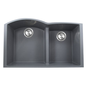 Alternate Image for Nantucket Sinks Plymouth 33" Granite Composite Kitchen Sink, 60/40 Double Bowl, Titanium, PR6040-TI-UM