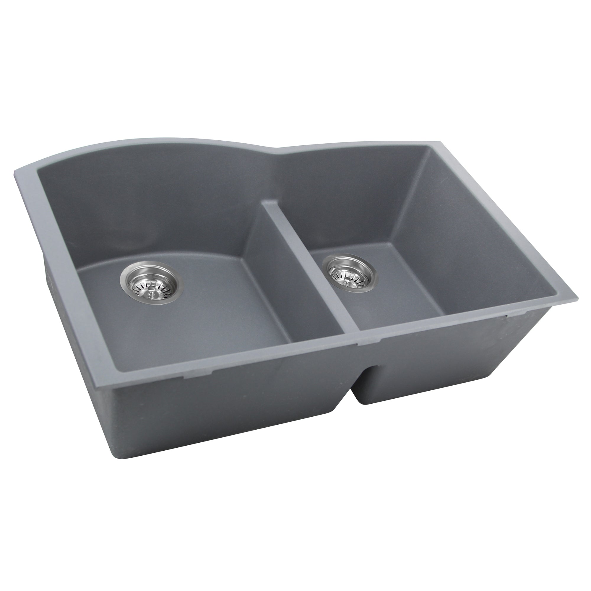 Nantucket Sinks Plymouth 33" Granite Composite Kitchen Sink, 60/40 Double Bowl, Titanium, PR6040-TI-UM - The Sink Boutique