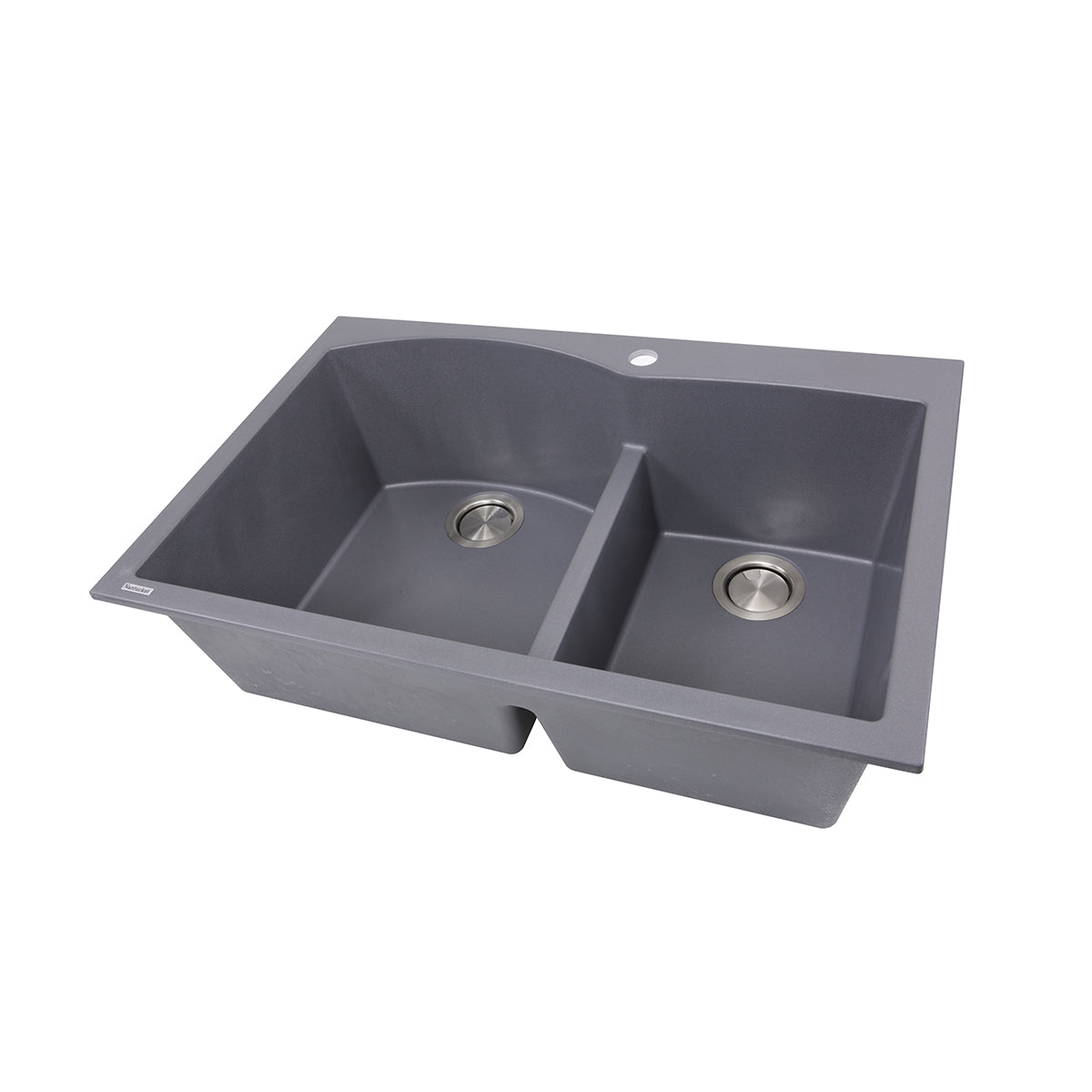 Nantucket Sinks Plymouth 33" Granite Composite Kitchen Sink, 60/40 Double Bowl, Titanium, PR6040-TI - The Sink Boutique