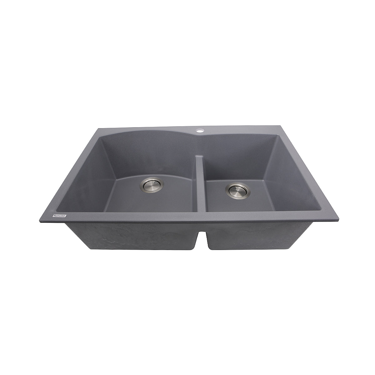 Nantucket Sinks Plymouth 33" Granite Composite Kitchen Sink, 60/40 Double Bowl, Titanium, PR6040-TI - The Sink Boutique