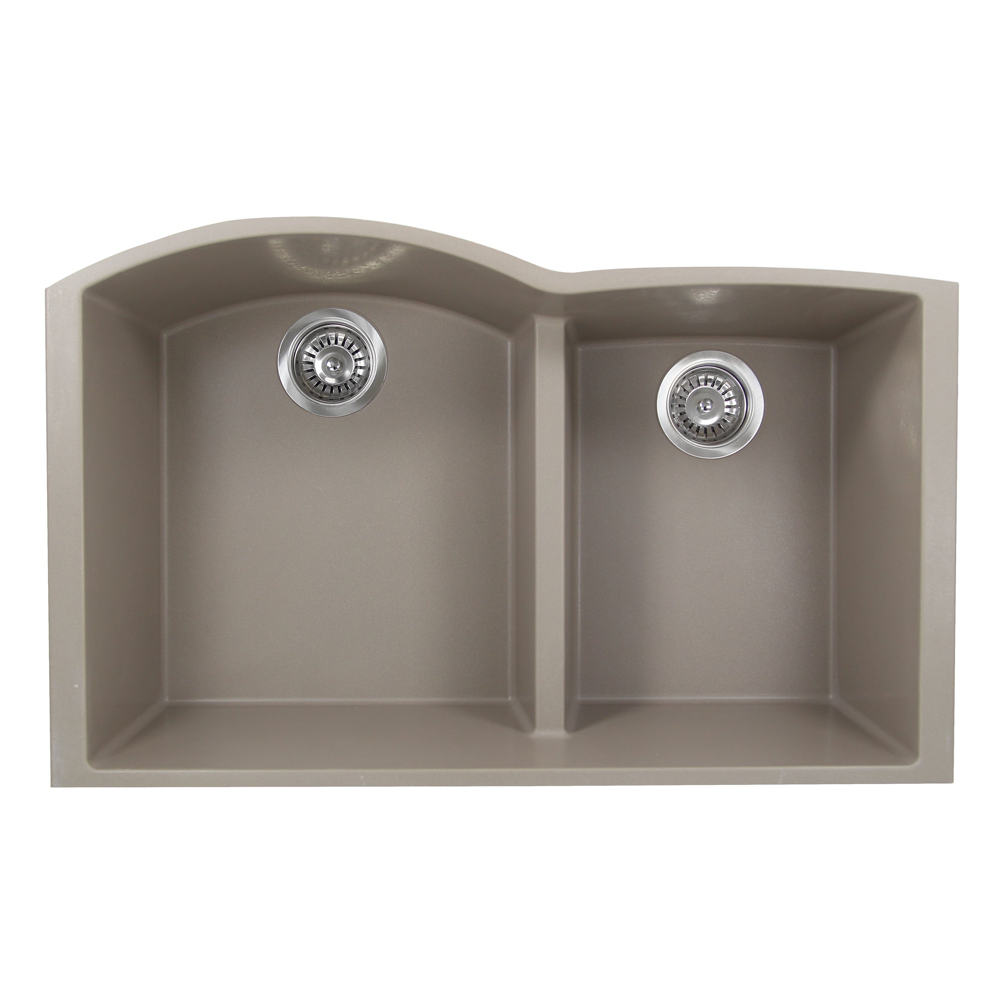 Nantucket Sinks Plymouth 33" Granite Composite Kitchen Sink, 60/40 Double Bowl, Truffle, PR6040-TR-UM - The Sink Boutique