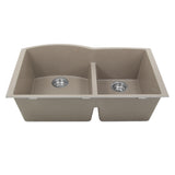 Nantucket Sinks Plymouth 33" Granite Composite Kitchen Sink, 60/40 Double Bowl, Truffle, PR6040-TR-UM - The Sink Boutique