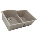 Nantucket Sinks Plymouth 33" Granite Composite Kitchen Sink, 60/40 Double Bowl, Truffle, PR6040-TR-UM