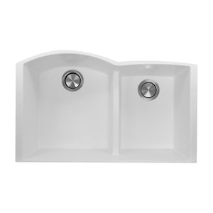 Alternate Image for Nantucket Sinks Plymouth 33" Granite Composite Kitchen Sink, 60/40 Double Bowl, White, PR6040-W-UM