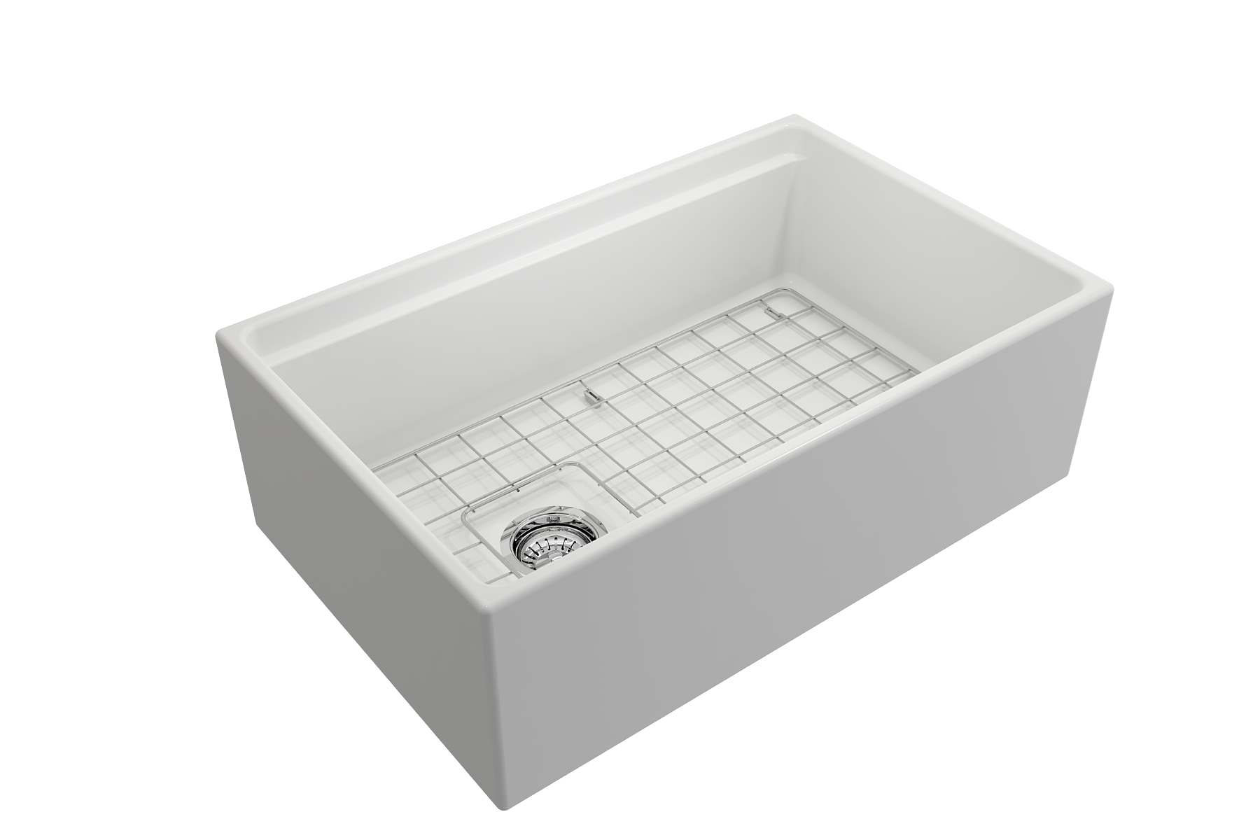 BOCCHI Contempo 30" Fireclay Workstation Farmhouse Sink with Accessories, Matte White, 1344-002-0120