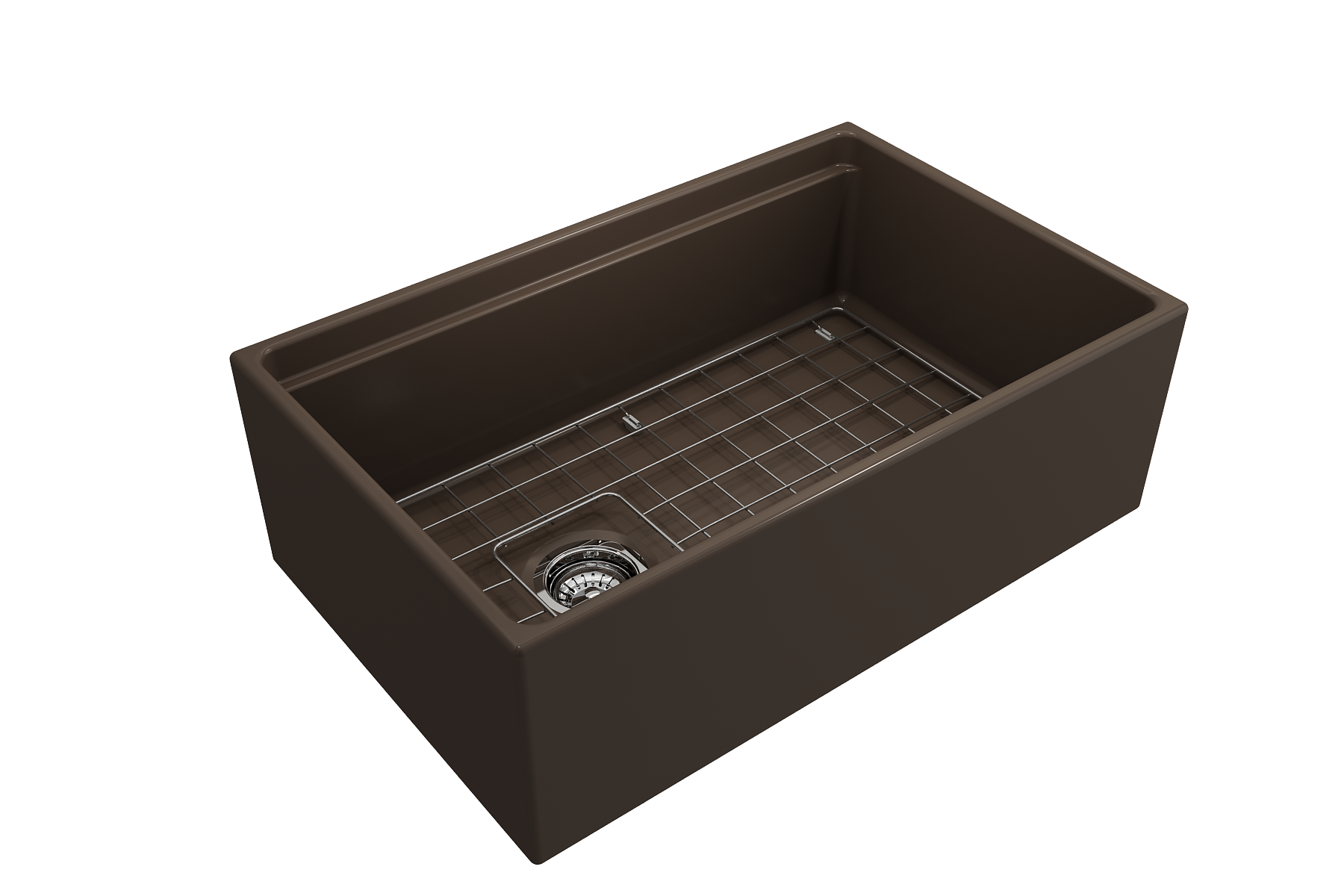 BOCCHI Contempo 30" Fireclay Workstation Farmhouse Sink with Accessories, Matte Brown, 1344-025-0120