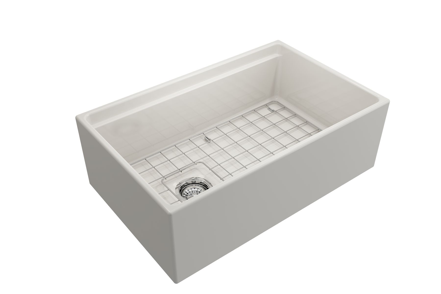 BOCCHI Contempo 30" Fireclay Workstation Farmhouse Sink with Accessories, Biscuit, 1344-014-0120