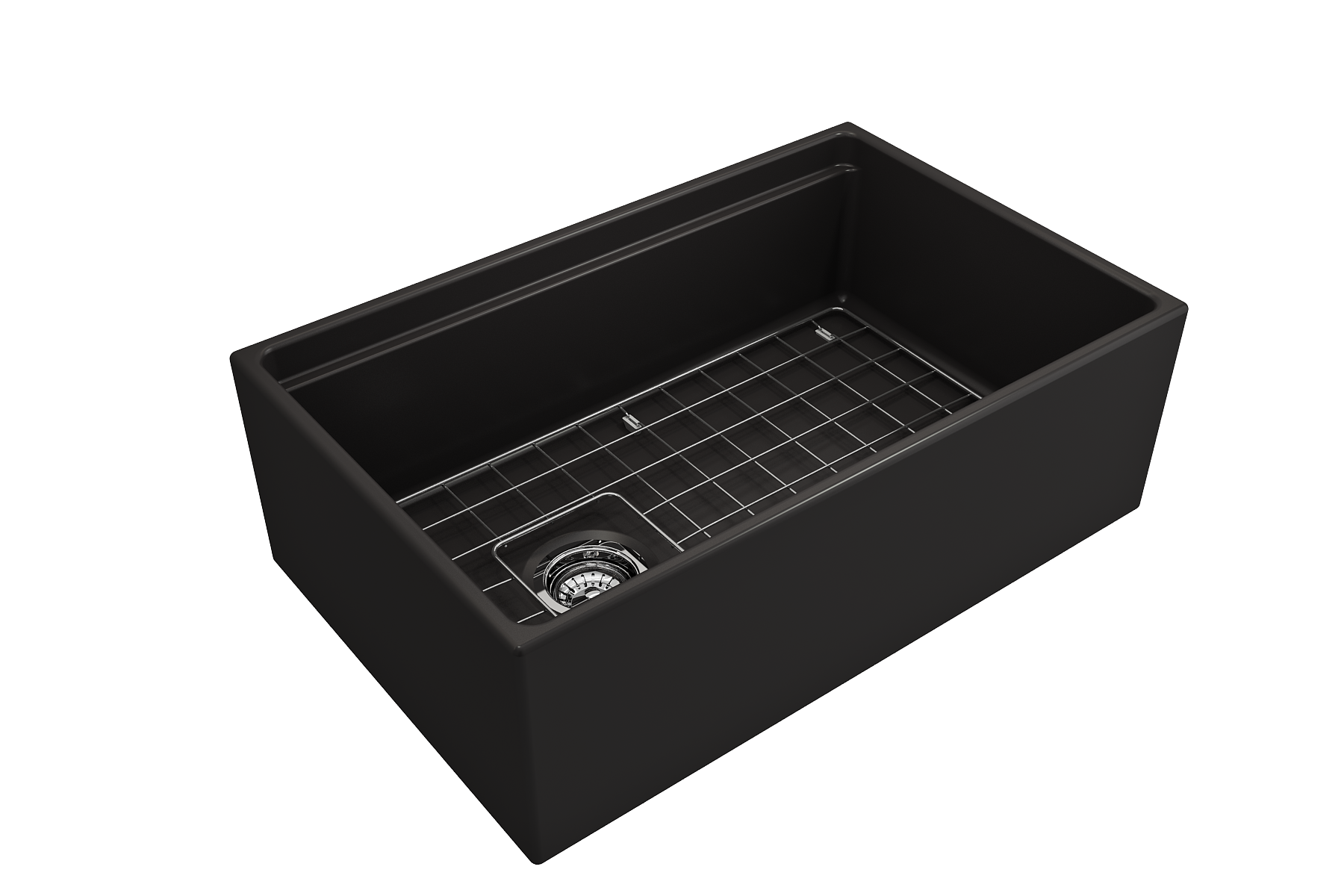 BOCCHI Contempo 30" Fireclay Workstation Farmhouse Sink with Accessories, Matte Black, 1344-004-0120