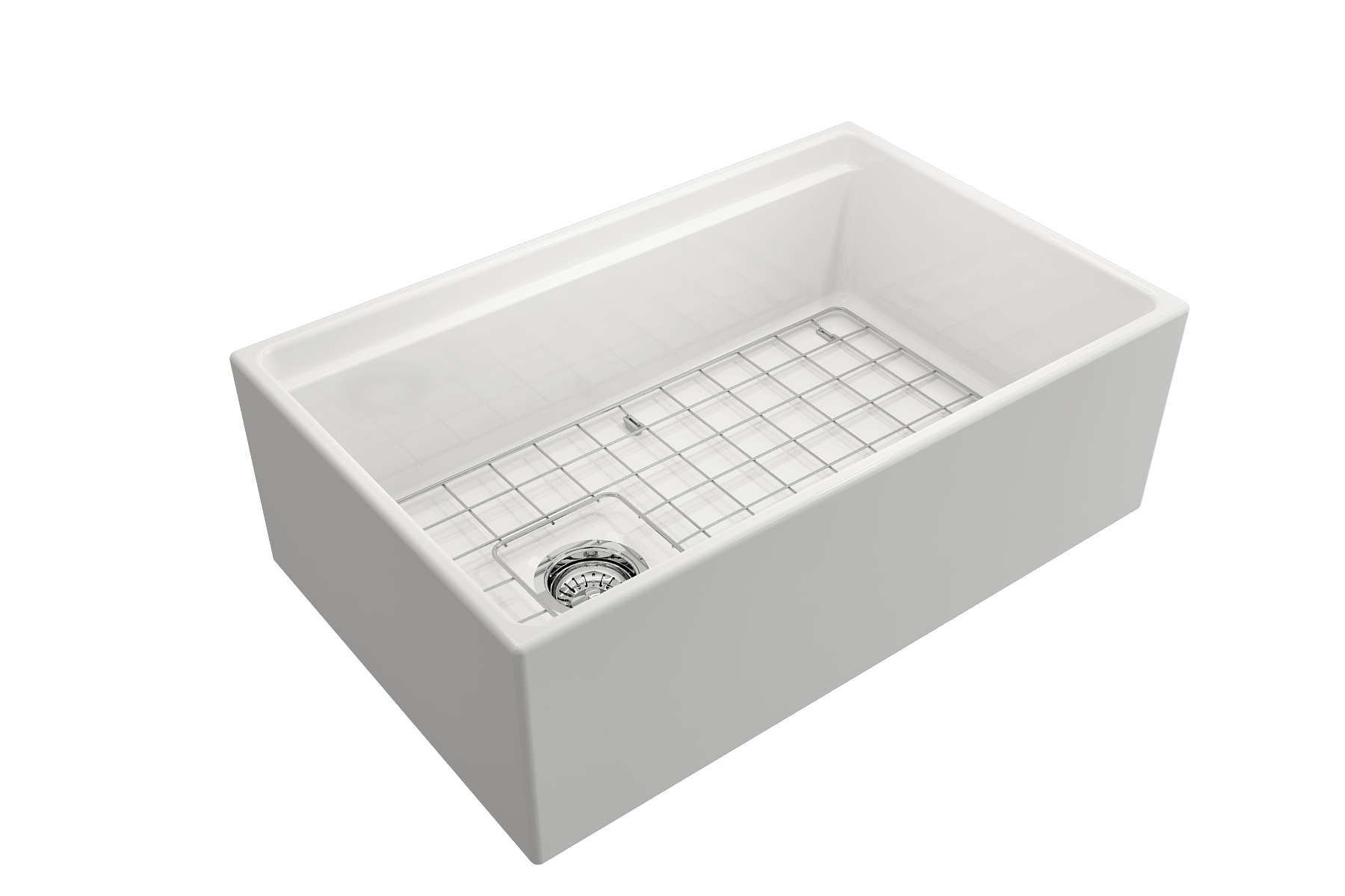 BOCCHI Contempo 30" Fireclay Workstation Farmhouse Sink with Accessories, White, 1344-001-0120