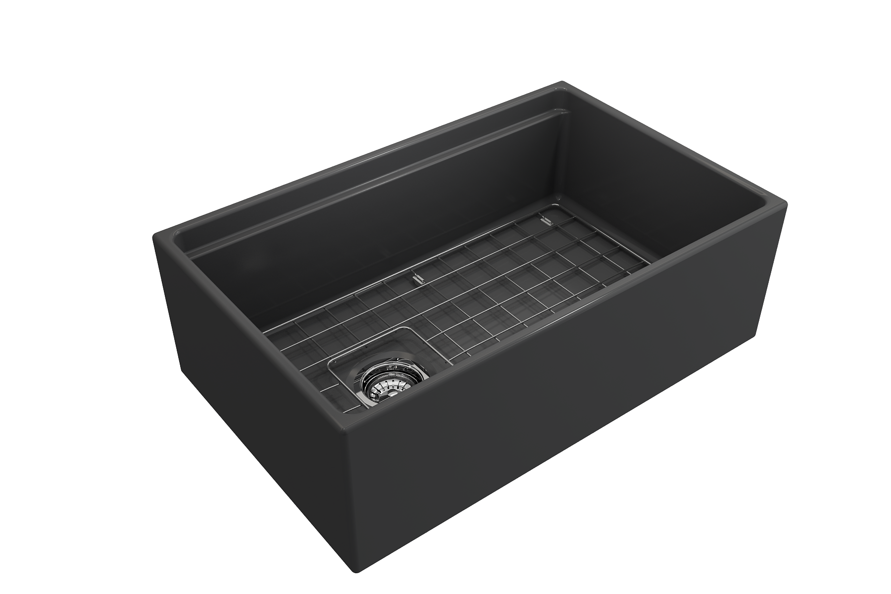 BOCCHI Contempo 30" Fireclay Workstation Farmhouse Sink with Accessories, Matte Dark Gray, 1344-020-0120