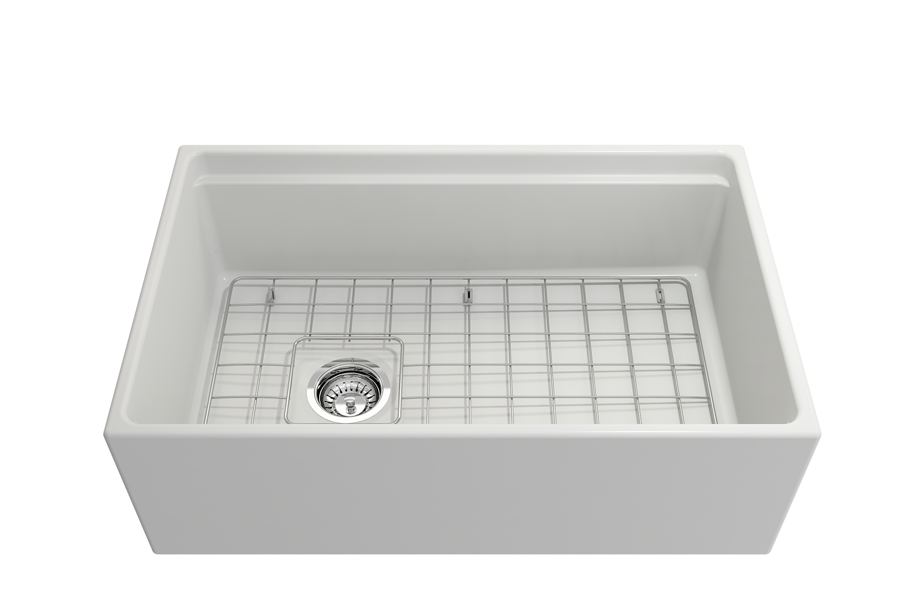 BOCCHI Contempo 30" Fireclay Workstation Farmhouse Sink with Accessories, Matte White, 1344-002-0120