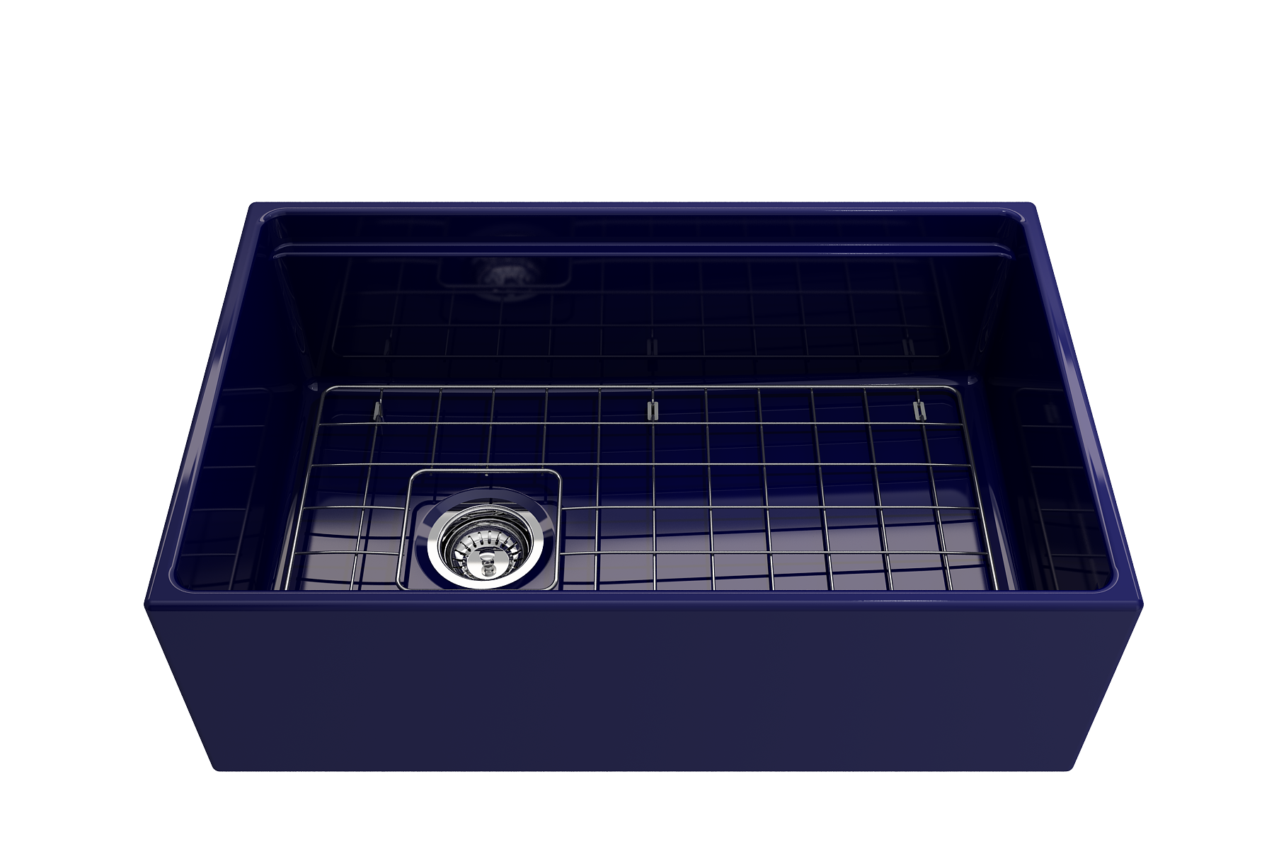 BOCCHI Contempo 30" Fireclay Workstation Farmhouse Sink with Accessories, Sapphire Blue, 1344-010-0120
