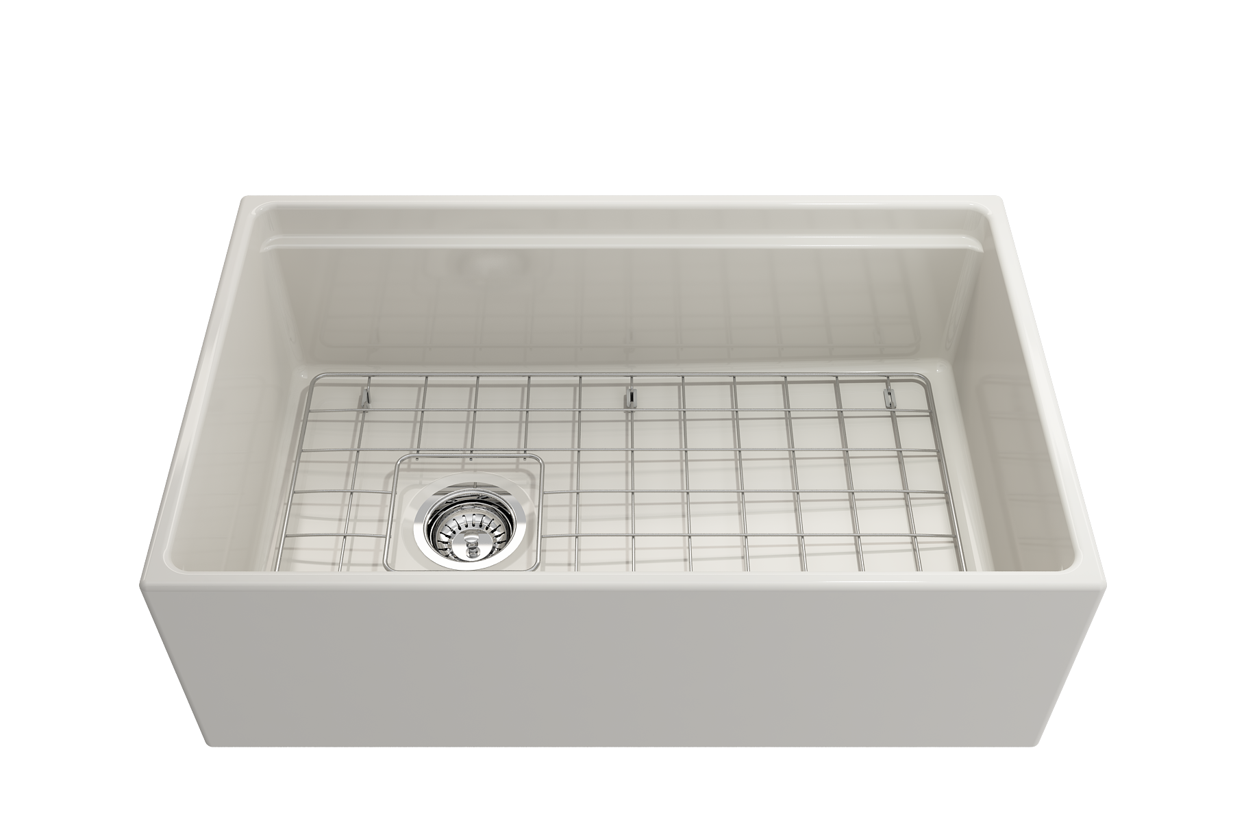 BOCCHI Contempo 30" Fireclay Workstation Farmhouse Sink with Accessories, Biscuit, 1344-014-0120