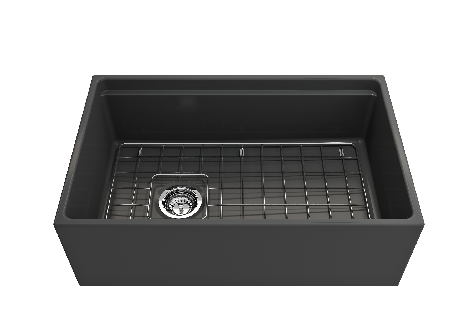 BOCCHI Contempo 30" Fireclay Workstation Farmhouse Sink with Accessories, Matte Dark Gray, 1344-020-0120
