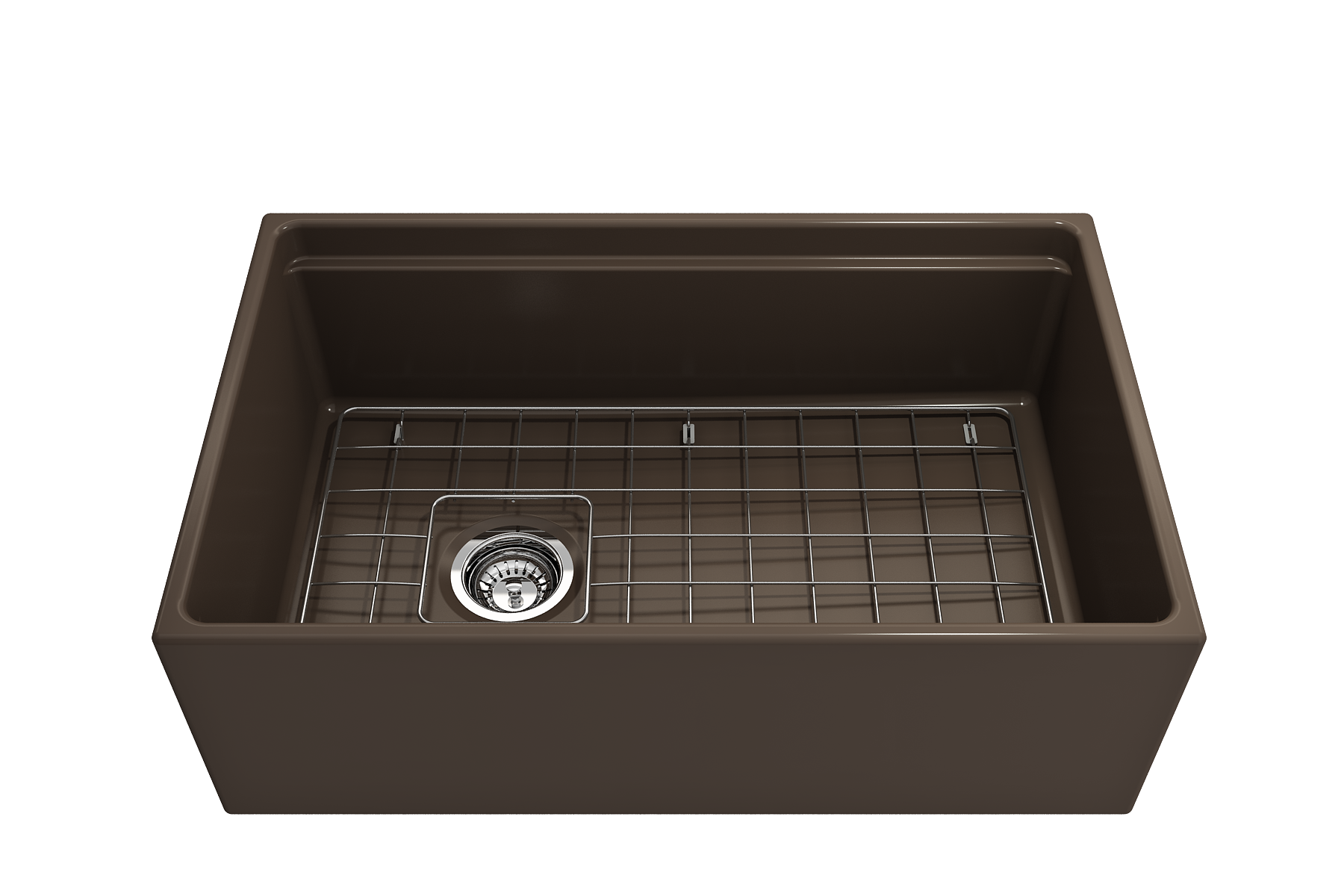BOCCHI Contempo 30" Fireclay Workstation Farmhouse Sink with Accessories, Matte Brown, 1344-025-0120