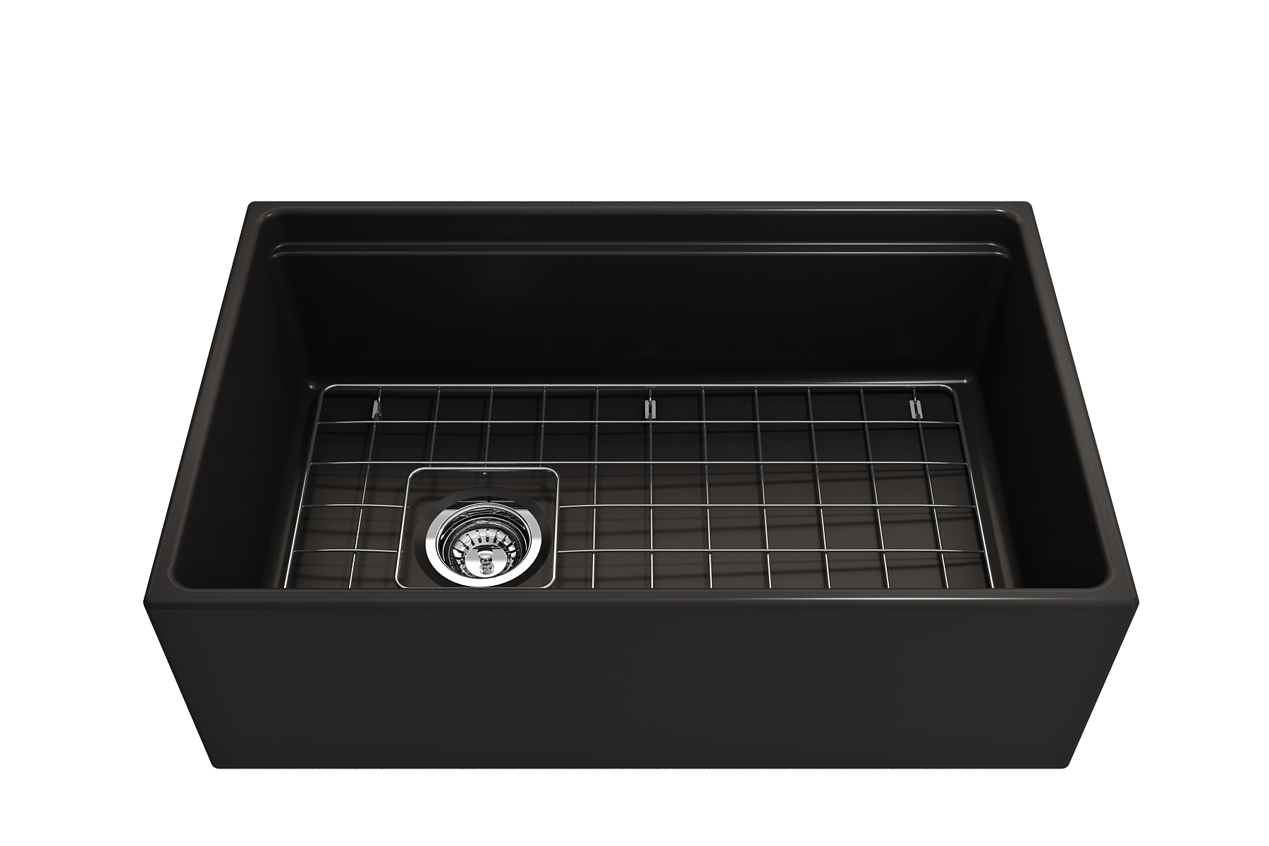 BOCCHI Contempo 30" Fireclay Workstation Farmhouse Sink with Accessories, Matte Black, 1344-004-0120