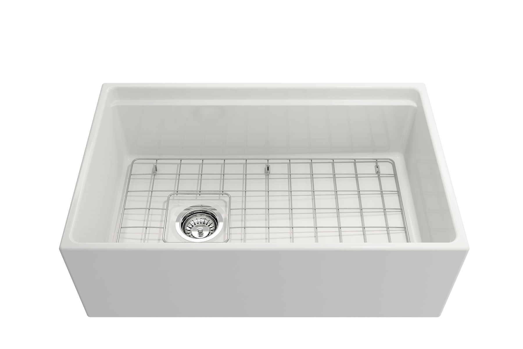 BOCCHI Contempo 30" Fireclay Workstation Farmhouse Sink with Accessories, White, 1344-001-0120