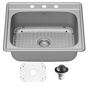 Alternate Image for Karran Profile 25" Drop In/Topmount Stainless Steel Kitchen Sink with Accessories, 18 Gauge, PT30-PK1