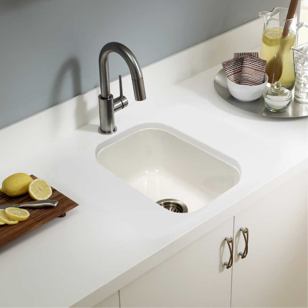 Houzer 12" Fireclay Undermount Bar Sink, Biscuit, Platus Series, PTB-1318 BQ - The Sink Boutique