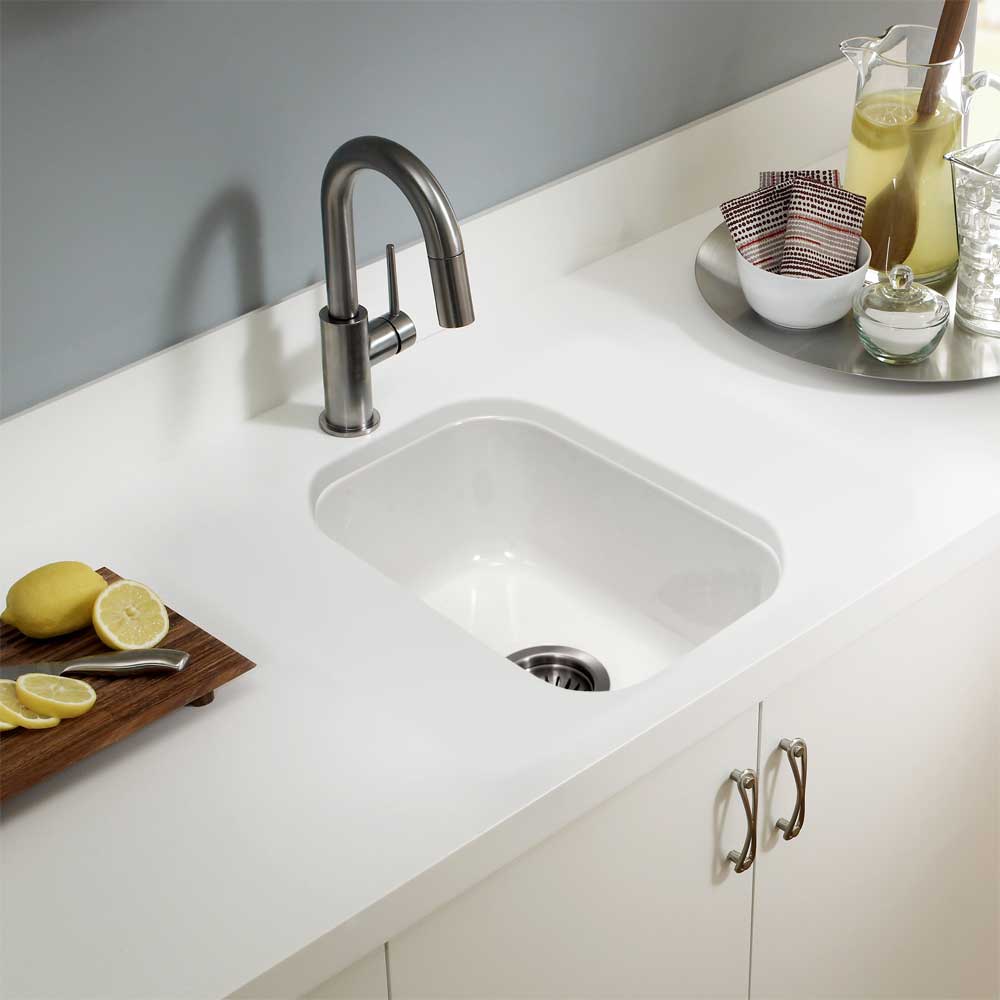 Houzer 12" Fireclay Undermount Bar Sink, White, Platus Series, PTB-1318 WH - The Sink Boutique