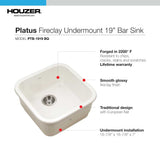 Houzer 19" Fireclay Undermount Bar Sink, Biscuit, Platus Series, PTB-1919 BQ - The Sink Boutique