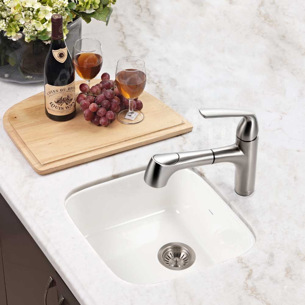 Houzer 19" Fireclay Undermount Bar Sink, White, Platus Series, PTB-1919 WH - The Sink Boutique