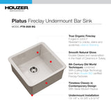 Houzer Platus 18" Square Fireclay Bar/Prep Sink, Biscuit, PTB-2020 BQ