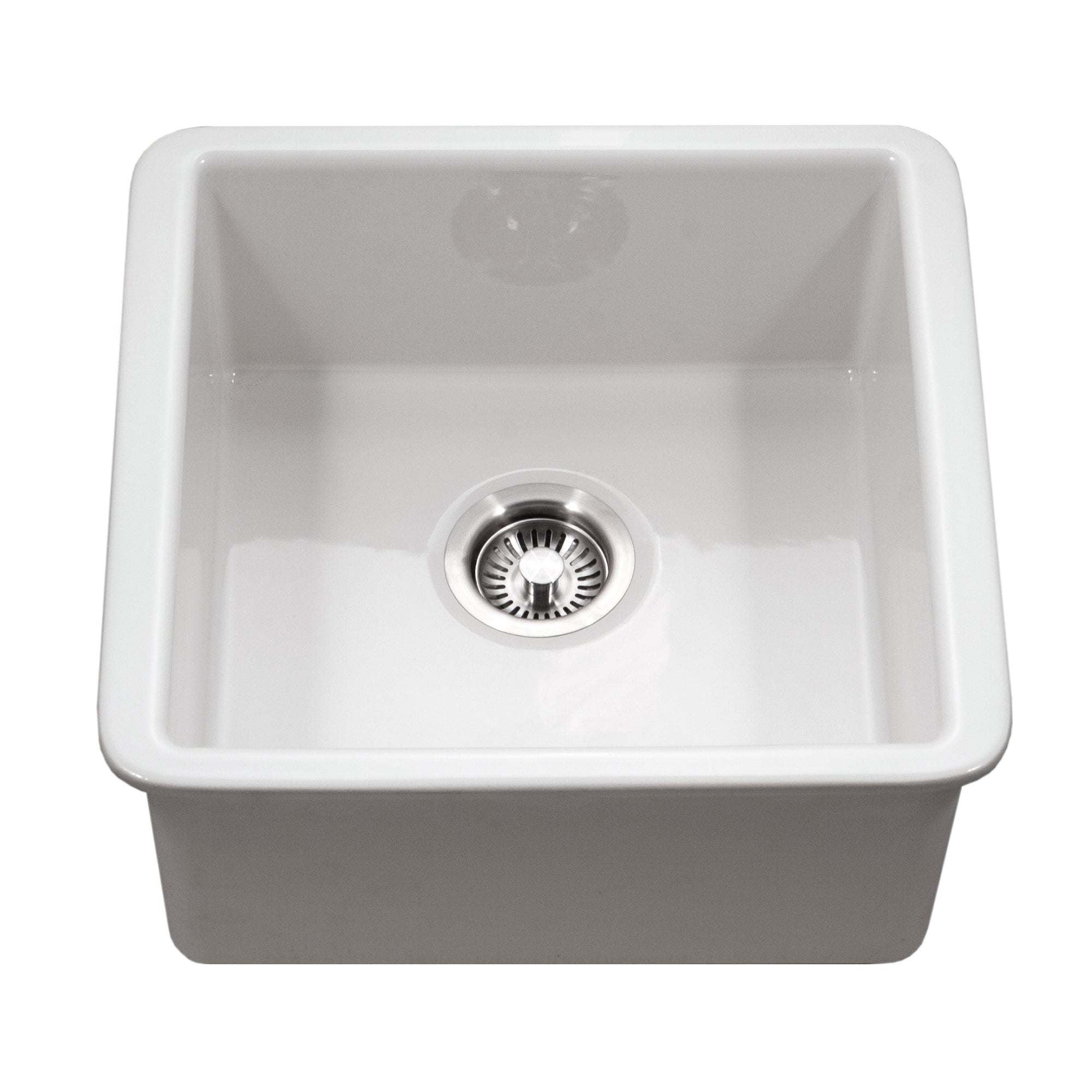 Houzer Platus 18" Square Fireclay Bar/Prep Sink, White, PTB-2020 WH