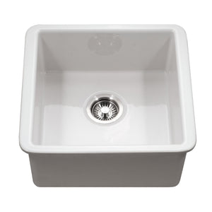 Alternate Image for Houzer Platus 18" Square Fireclay Bar/Prep Sink, White, PTB-2020 WH