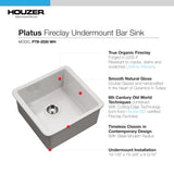 Houzer Platus 18" Square Fireclay Bar/Prep Sink, White, PTB-2020 WH