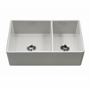 Alternate Image for Houzer Platus 33" Fireclay Farmhouse Sink, 60/40 Double Bowl, White, PTD-6040 WH