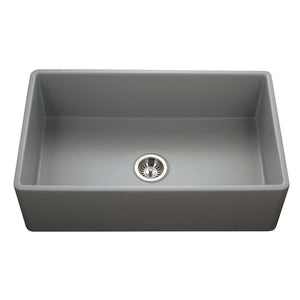Alternate Image for Houzer 33" Fireclay Single Bowl Farmhouse Kitchen Sink, Gray, Platus Series, PTG-4300 GR