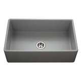 Houzer 33" Fireclay Single Bowl Farmhouse Kitchen Sink, Grey, Platus Series, PTG-4300 GR
