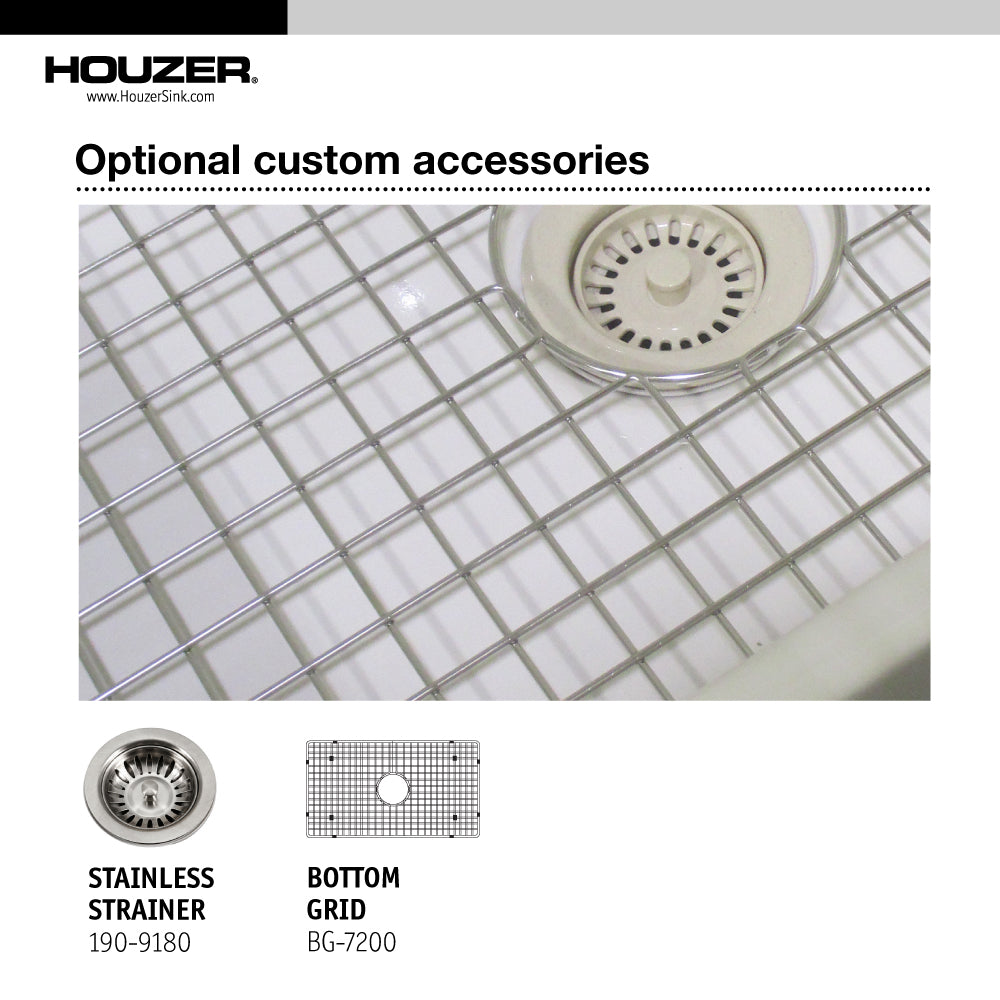 Houzer 33" Fireclay Farmhouse Apron Front Single Bowl Kitchen Sink, Biscuit, PTG-4300 BQ - The Sink Boutique