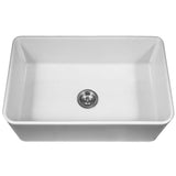 Houzer 33" Fireclay Farmhouse Apron Front Single Bowl Kitchen Sink, White, PTG-4300 WH - Top View | The Sink Boutique