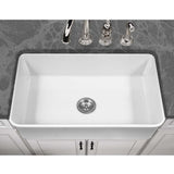 Houzer 33" Fireclay Farmhouse Apron Front Single Bowl Kitchen Sink, White, PTG-4300 WH - Top View Lifestyle | The Sink Boutique