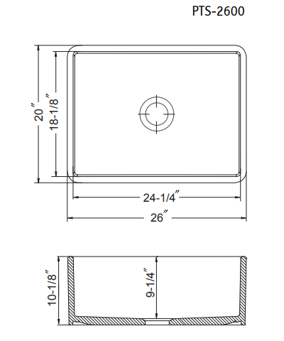 Houzer 26" Fireclay Single Bowl Farmhouse Kitchen Sink, Biscuit, Platus Series, PTS-2600 BQ - The Sink Boutique