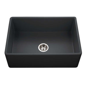 Alternate Image for Houzer 30" Fireclay Single Bowl Farmhouse Kitchen Sink, Black, Platus Series, PTS-4100 BL