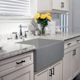 Houzer 30" Fireclay Single Bowl Farmhouse Kitchen Sink, Grey, Platus Series, PTS-4100 GR - The Sink Boutique