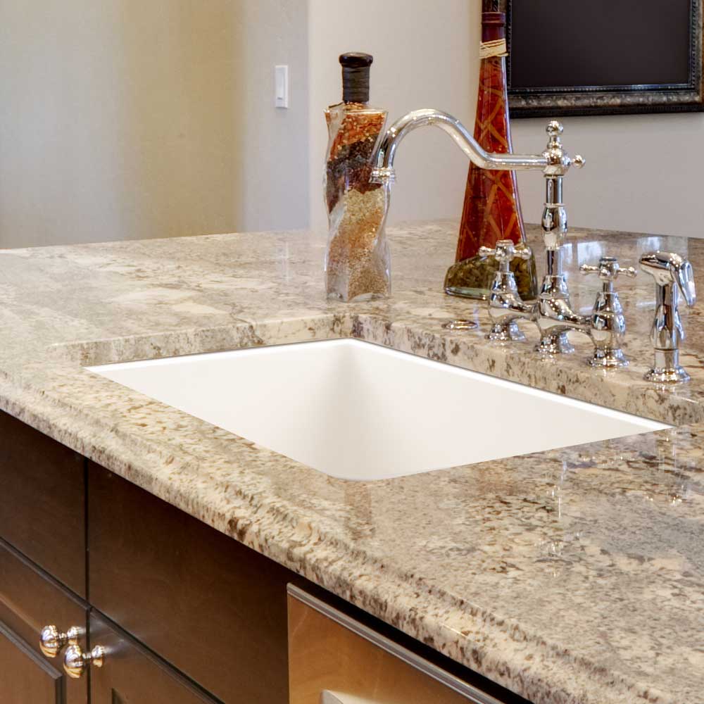 Houzer 23" Fireclay Undermount Single Bowl Kitchen Sink, Biscuit, Platus Series, PTU-2400 BQ - The Sink Boutique