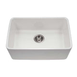 Houzer 23" Fireclay Undermount Single Bowl Kitchen Sink, White, Platus Series, PTU-2400 WH