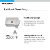 Houzer 23" Fireclay Undermount Single Bowl Kitchen Sink, White, Platus Series, PTU-2400 WH - The Sink Boutique