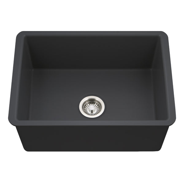 Houzer Platus 18" Undermount Fireclay Kitchen Sink, Black, PTU-2800 BL