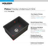 Houzer Platus 18" Undermount Fireclay Kitchen Sink, Black, PTU-2800 BL