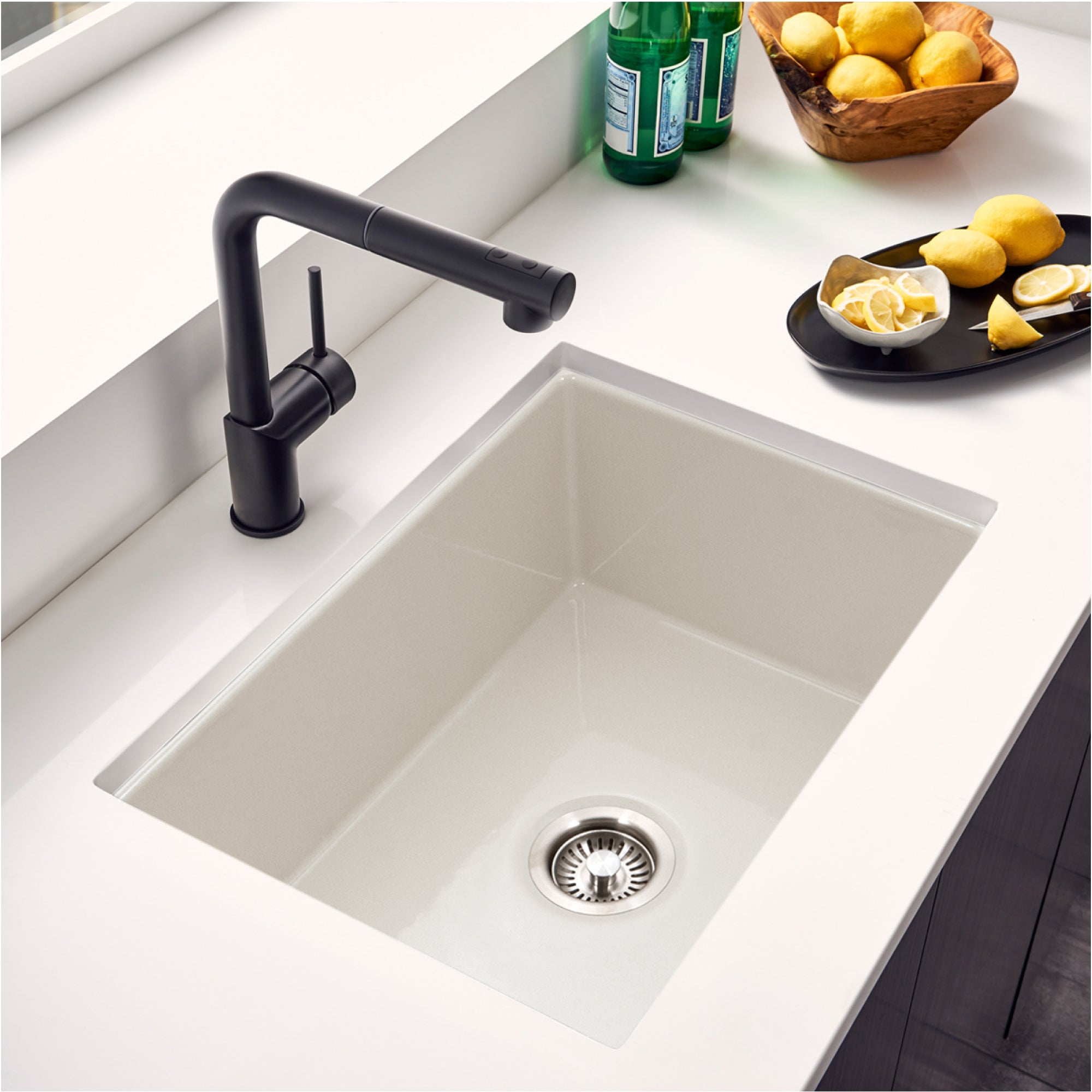 Houzer Platus 18" Undermount Fireclay Kitchen Sink, Biscuit, PTU-2800 BQ